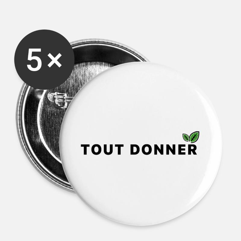 Tout_donner_ecologie - Buttons groß 56 mm (5er Pack) - Weiß