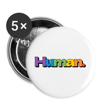 Typographie colorée de la fierté arc-en-ciel humaine - Lot de 5 grands badges (56 mm) - blanc - Devant