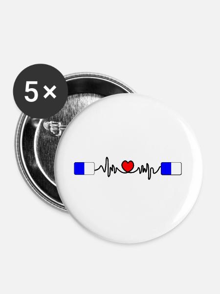 Spa Racing Heartbeat - Buttons groß 56 mm (5er Pack) - Weiß