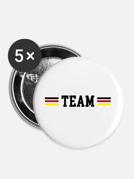 Team Deutschland Fahne - Buttons groß 56 mm (5er Pack) - Weiß