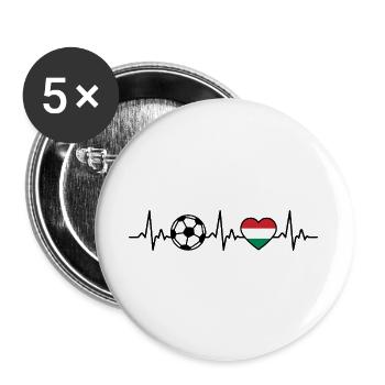 Hungary Football Heartbeat Hungarian Hungarian - Buttons large 2.2''/56 mm (5-pack) - white - Front
