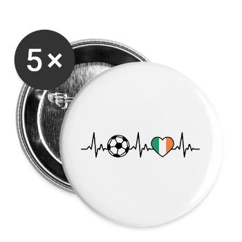 Ireland Football Heartbeat Ireland - Lot de 5 grands badges (56 mm) - blanc - Devant