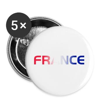 France Football Flag Shirt Soccer Shirt French Tee - Buttons groß 56 mm (5er Pack) - Weiß - Vorne
