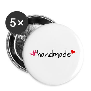 T-shirt hashtag fait main - Lot de 5 grands badges (56 mm) - blanc - Devant