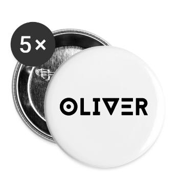 Prénom Oliver - Lot de 5 grands badges (56 mm) - blanc - Devant