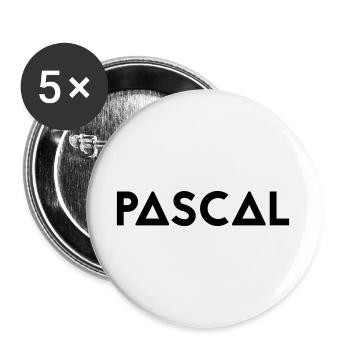 First name Pascal - Buttons large 2.2''/56 mm (5-pack) - white - Front