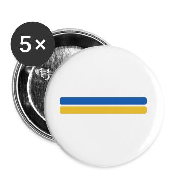 Ukraine Flagge Minimal - Fahne Fan Streifen Design - Buttons groß 56 mm (5er Pack) - Weiß - Vorne