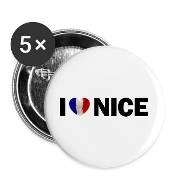 I love Nice Frankreich Nizza - Buttons groß 56 mm (5er Pack) - Weiß - Vorne