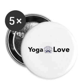 Yogalove Yogaliebe Lotusblume  - Buttons groß 56 mm (5er Pack) - Weiß - Vorne