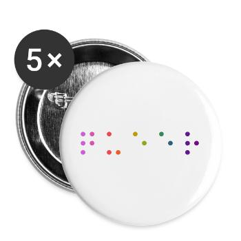 Queer Braille - Buttons groß 56 mm (5er Pack) - Weiß - Vorne