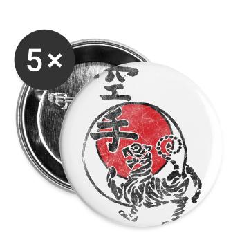 shotokan Karate martial art tiger logo kanji japan - Buttons large 2.2''/56 mm (5-pack) - white - Front