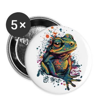 Trippy Frosch - Psychedelisches Motiv - Buttons groß 56 mm (5er Pack) - Weiß - Vorne