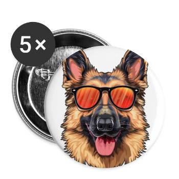 German Shepherd, Dog, Sunglasses, Summer, - Buttons large 2.2''/56 mm (5-pack) - white - Front