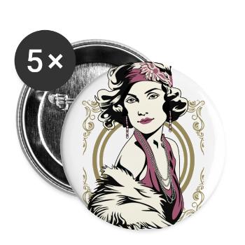 Flappers Mädchen VIOLETT - Buttons groß 56 mm (5er Pack) - Weiß - Vorne