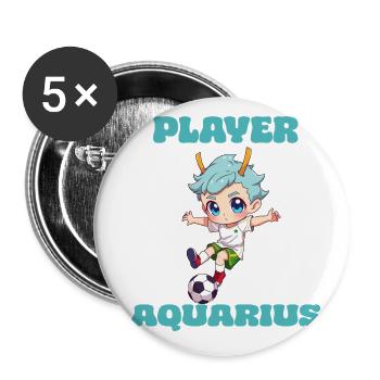 Fußball Spieler Wassermann Sternzeichen Aquarius - Buttons groß 56 mm (5er Pack) - Weiß - Vorne