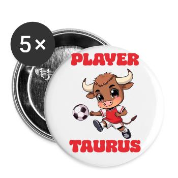 Football Joueur de football Taureau Signe du zodiaque Taureau - Lot de 5 grands badges (56 mm) - blanc - Devant