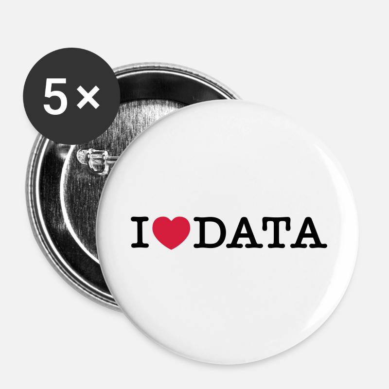 Data I Love - Buttons large 2.2''/56 mm (5-pack) - white