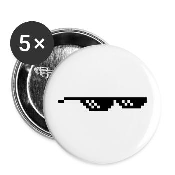 lunette pixel internet meme fun - Lot de 5 grands badges (56 mm) - blanc - Devant