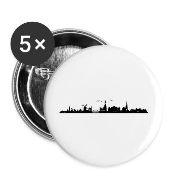 Skyline - Amsterdam - Buttons groß 56 mm (5er Pack) - Weiß - Vorne