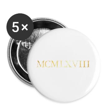 MCMLXVIII (Vintage) Jahrgang 1968 Geburtstag - Buttons groß 56 mm (5er Pack) - Weiß - Vorne