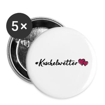 kuschelwetter herzen - Buttons groß 56 mm (5er Pack) - Weiß - Vorne