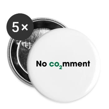 No CO2 Comment – Saubere Energie Statement - Buttons groß 56 mm (5er Pack) - Weiß - Vorne