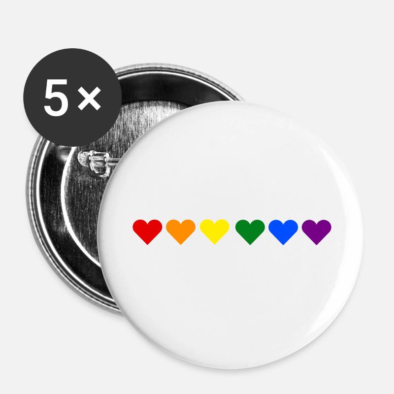 lgbt rainbow heart - Buttons large 2.2''/56 mm (5-pack) - white