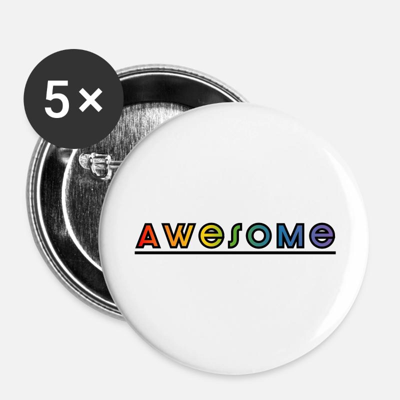awesome rainbow - Buttons large 2.2''/56 mm (5-pack) - white