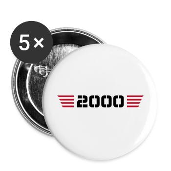 Année de naissance Anniversaire Born In - Fabriqué en 2000 - Lot de 5 grands badges (56 mm) - blanc - Devant