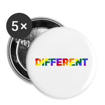 Different Regenbogen Pride - Buttons groß 56 mm (5er Pack) - Weiß - Vorne