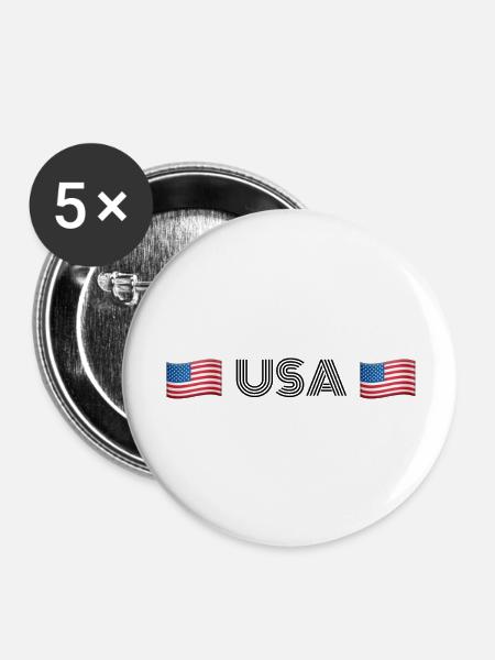 USA – US-Flaggen - Buttons groß 56 mm (5er Pack) - Weiß