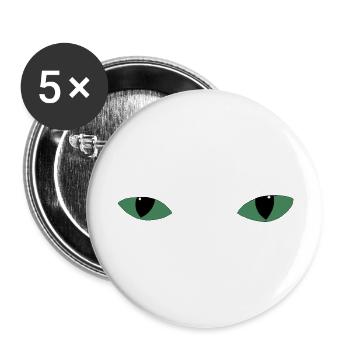 Mysteriöse Katzenaugen - dunkelgrün - Buttons groß 56 mm (5er Pack) - Weiß - Vorne