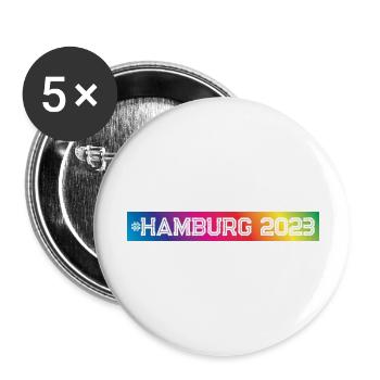 Hamburg 2023 Bunt - Buttons groß 56 mm (5er Pack) - Weiß - Vorne