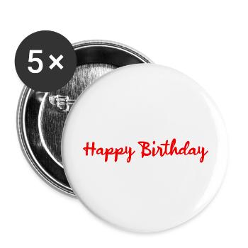 HAPPY BIRTHDAY. HAPPY BIRTHDAY. ANNIVERSARY. - Buttons large 2.2''/56 mm (5-pack) - white - Front