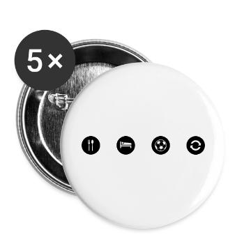 Fußball Soccer - Buttons groß 56 mm (5er Pack) - Weiß - Vorne