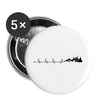 Heartbeat Snowboarder Winter Sports - Buttons large 2.2''/56 mm (5-pack) - white - Front