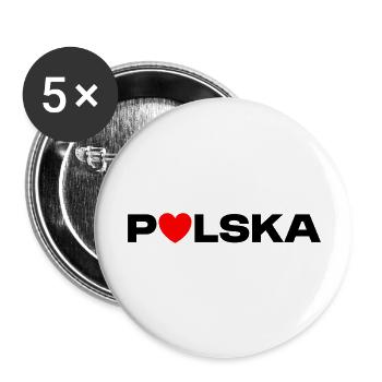 LOVE POLSKA Cadeau - Lot de 5 grands badges (56 mm) - blanc - Devant