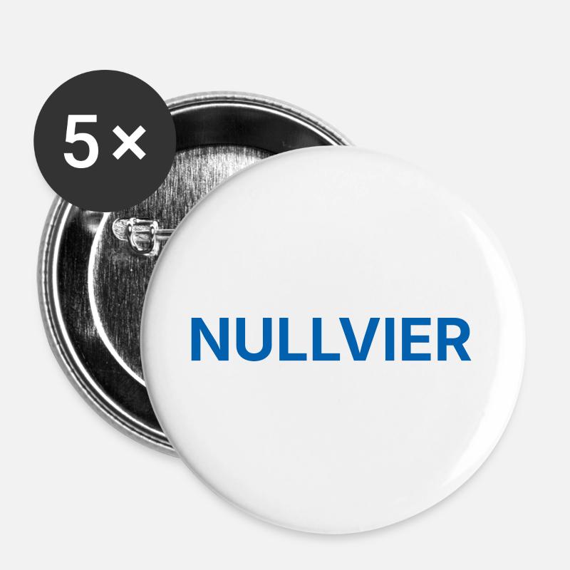 Nullvier blue - Buttons large 2.2''/56 mm (5-pack) - white