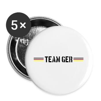 Deutschland Team Germany Fahne - Buttons groß 56 mm (5er Pack) - Weiß - Vorne