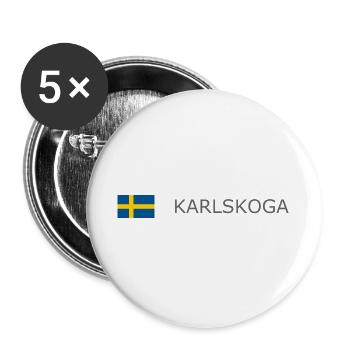 Drapeau de la Suède - Karlskoga - Sverige - Schweden - Lot de 5 grands badges (56 mm) - blanc - Devant