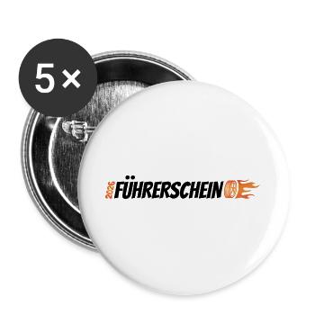Führerschein bestanden 2026 - Fahrerlaubnis - Buttons groß 56 mm (5er Pack) - Weiß - Vorne
