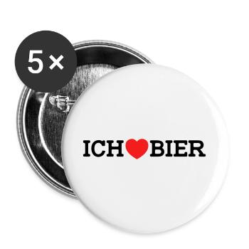 Ich liebe Bier (Farben änderbar) - Buttons groß 56 mm (5er Pack) - Weiß - Vorne