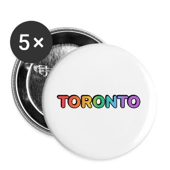 Toronto City in Regenbogenbuchstaben - Buttons groß 56 mm (5er Pack) - Weiß - Vorne