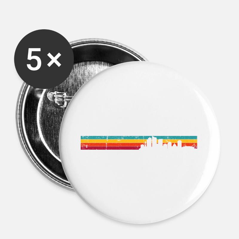 Sunset City Silhouette Gradient - Buttons large 2.2''/56 mm (5-pack) - white