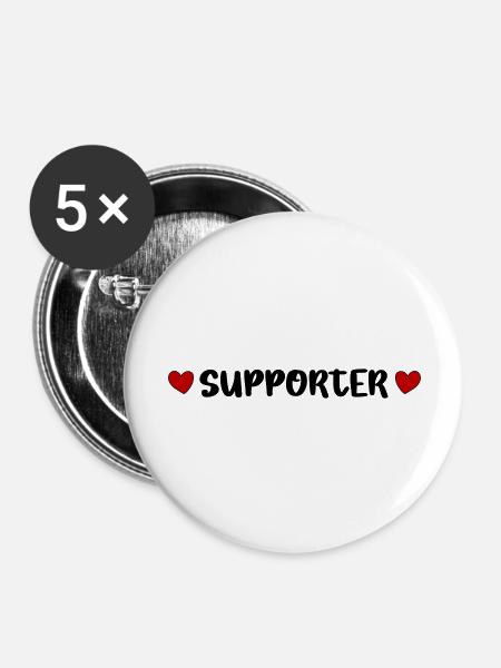 Supporter Herz - Buttons groß 56 mm (5er Pack) - Weiß