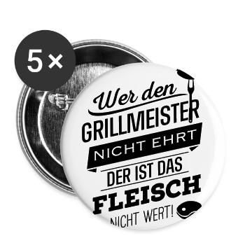 Wer den Grillmeister nich - Buttons groß 56 mm (5er Pack) - Weiß - Vorne