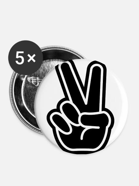 PEACE - Buttons groß 56 mm (5er Pack) - Weiß