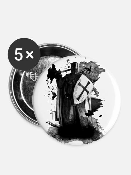 Templar Warrior - Buttons groß 56 mm (5er Pack) - Weiß