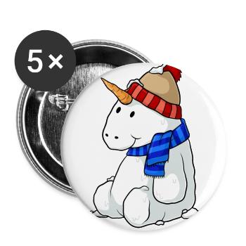 Unicorn snowman cartoon - Buttons large 2.2''/56 mm (5-pack) - white - Front