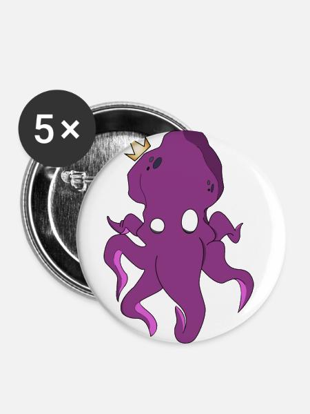 König Octopus - Buttons groß 56 mm (5er Pack) - Weiß